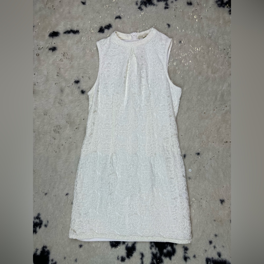 Rebellion White Lace High Neck Sleeveless Bride Mini Dress Size Medium